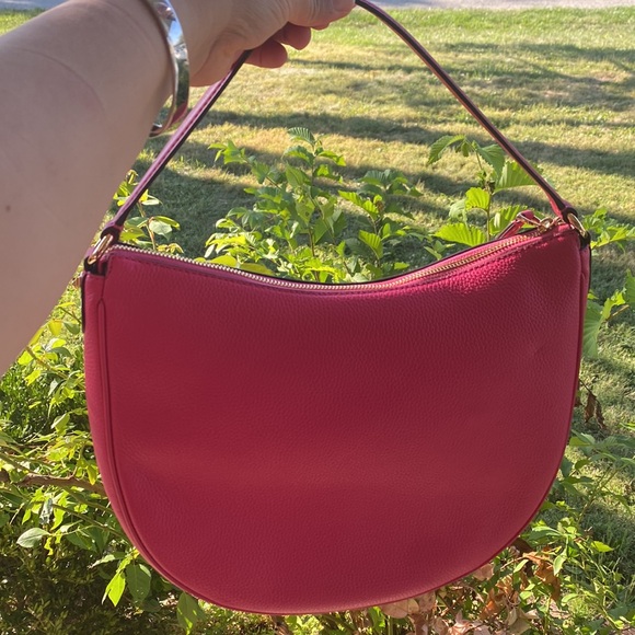 NWT MIchael Kors Dover Large Half Moon Shoulder Bag Hobo Electric Pink Leather - Picture 5 of 16